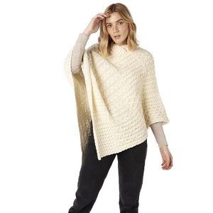 IrelandsEye Elm Patchwork Wool Poncho Natural L/XL